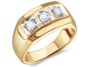 Mens Three Stone Diamond Ring Wedding Band 10k Yellow Gold (1/2 Carat) Mens Three Stone Diamond Ring Wedding Band 10k Yellow Gold (1/2 Carat)