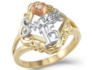 Sweet 15 Quinceanera Ring Cubic Zirconia Birthday 14 White Yellow Gold Sweet 15 Quinceanera Ring Cubic Zirconia Birthday 14 White Yellow Gold
