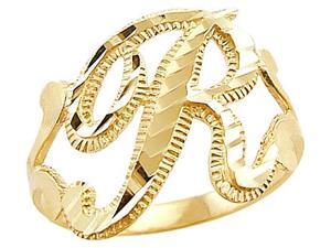 Letter Ring R Initial Band 14k Yellow Gold Cursive Alphabet Letter Ring R Initial Band 14k Yellow Gold Cursive Alphabet