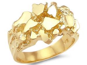 Men's Nugget Ring 14k Yellow Gold Pinky Ring Band Men's Nugget Ring 14k Yellow Gold Pinky Ring Band
