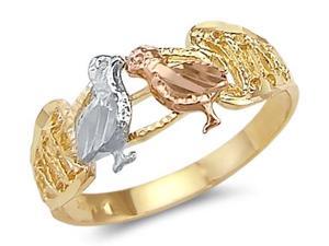 Two Love Birds Kissing Ring 14k White Rose Yellow Gold Band Two Love Birds Kissing Ring 14k White Rose Yellow Gold Band