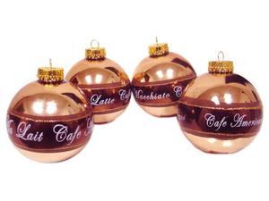 Set of 4 Coffee Break Bronze Glass Ball Christmas Ornaments 3" Set of 4 Coffee Break Bronze Glass Ball Christmas Ornaments 3"