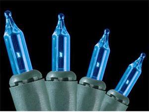 Set of 100 Blue Everglow Mini Christmas Lights - Green Wire Set of 100 Blue Everglow Mini Christmas Lights - Green Wire