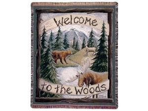 Moose Deer Bear Woods Lodge Tapestry Throw 50" x 60" Moose Deer Bear Woods Lodge Tapestry Throw 50" x 60"
