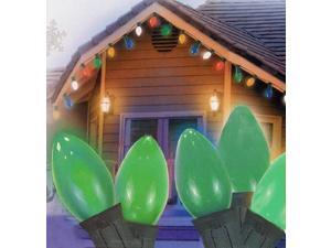 Set Of 25 Ceramic Green C7 Christmas Lights With Green Wire Set Of 25 Ceramic Green C7 Christmas Lights With Green Wire