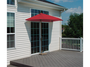 7.5' Half Canopy Patio Market Umbrella: Red - Olefin 7.5' Half Canopy Patio Market Umbrella: Red - Olefin