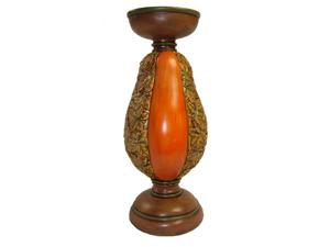 10" Rustic Pumpkin and Glittery Autumn Leaf Pillar Candle Holder 10" Rustic Pumpkin and Glittery Autumn Leaf Pillar Candle Holder