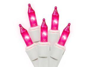 Set of 140 Pink Everglow Chasing Mini Christmas Lights - White Wire Set of 140 Pink Everglow Chasing Mini Christmas Lights - White Wire