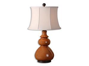 31" Crackled Rustic Red Porcelain & Ivory Round Corset Drum Shade Table Lamp 31" Crackled Rustic Red Porcelain & Ivory Round Corset Drum Shade Table Lamp