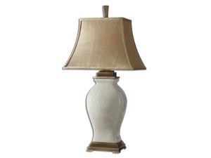 33" Aged Ivory Porcelain & Golden Champagne Rectangular Bell Shade Table Lamp 33" Aged Ivory Porcelain & Golden Champagne Rectangular Bell Shade Table Lamp