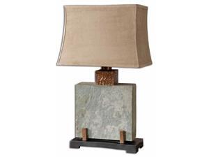 29" Slate Square, Hammered Copper & Brown Rectangular Bell Shade Table Lamp 29" Slate Square, Hammered Copper & Brown Rectangular Bell Shade Table Lamp