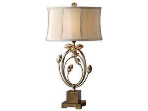 29" Burnished Gold, Crystal Leaves & Champagne Oval Corset Drum Shade Table Lamp 29" Burnished Gold, Crystal Leaves & Champagne Oval Corset Drum Shade Table Lamp