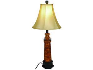 29" Nautical Lighthouse Shaped Brown Table Lamp with Cream Colored Fabric Shade 29" Nautical Lighthouse Shaped Brown Table Lamp with Cream Colored Fabric Shade