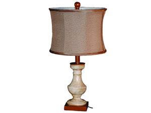 23" Antique Wash Design Balustrade Table Lamp with Oversized Brown Fabric Shade 23" Antique Wash Design Balustrade Table Lamp with Oversized Brown Fabric Shade