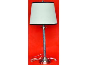 30" Elegant Kristovo Silver Beaded Buffet Lamp with White Fabric Drum Shade 30" Elegant Kristovo Silver Beaded Buffet Lamp with White Fabric Drum Shade