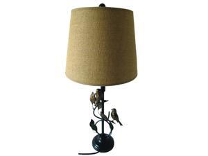 28" Dark Brown and Antiqued Bronze Dove Table Lamp with Tan Tweed Drum Shade 28" Dark Brown and Antiqued Bronze Dove Table Lamp with Tan Tweed Drum Shade