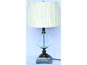22" Modern Clear Globe & Metal Base Table Lamp with Cream Textured Fabric Shade 22" Modern Clear Globe & Metal Base Table Lamp with Cream Textured Fabric Shade