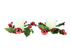Pack of 2 Iced Pine Cone & Holly Berry Christmas Candle Rings with Candles Pack of 2 Iced Pine Cone & Holly Berry Christmas Candle Rings with Candles
