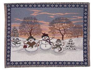 Adorable Festive Snowman & Friends Holiday Tapestry Throw Blanket 50" x 60" Adorable Festive Snowman & Friends Holiday Tapestry Throw Blanket 50" x 60"