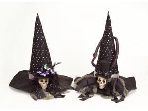 Set of 2 Ornate New Orleans VooDoo Skull Witch Hats for Halloween Costumes 22" Set of 2 Ornate New Orleans VooDoo Skull Witch Hats for Halloween Costumes 22"