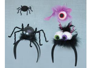 Pack of 6 Spider & Eyeball with Feathers Wacky Halloween Costume Headbands 8" Pack of 6 Spider & Eyeball with Feathers Wacky Halloween Costume Headbands 8"
