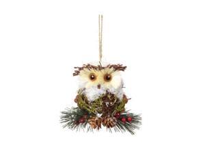 4.5" Modern Lodge Iced Pine, Cone and Twig Rustic Owl Christmas Ornament 4.5" Modern Lodge Iced Pine, Cone and Twig Rustic Owl Christmas Ornament