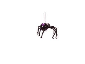 6" Black Spider with Purple Polka Dots Glass Halloween Ornament 6" Black Spider with Purple Polka Dots Glass Halloween Ornament