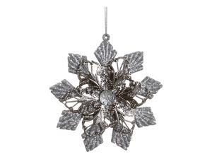 4.5" Sparkling Whites Glitter Embellished Floral Star Christmas Ornament 4.5" Sparkling Whites Glitter Embellished Floral Star Christmas Ornament