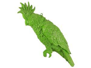 13" Tropical Paradise Glittered Green Cockatoo Bird Figure with Closed Feathers 13" Tropical Paradise Glittered Green Cockatoo Bird Figure with Closed Feathers