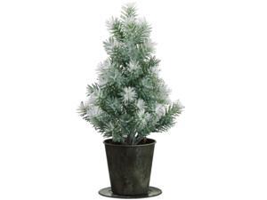 15" Potted Laser Flocked Angel Pine Christmas Tree - Unlit 15" Potted Laser Flocked Angel Pine Christmas Tree - Unlit