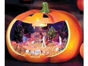 Battery Operated Musical & Lighted Halloween Jack-O-Lantern with Rotating Scene Battery Operated Musical & Lighted Halloween Jack-O-Lantern with Rotating Scene