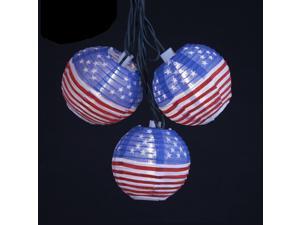 Set of 10 Red, White and Blue Chinese Lantern 4th of July Flag Lights - Green Wire Set of 10 Red, White and Blue Chinese Lantern 4th of July Flag Lights - Green Wire