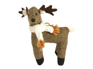 6" Brown Herringbone Plush Reindeer with White Scarf Christmas Figure Ornament 6" Brown Herringbone Plush Reindeer with White Scarf Christmas Figure Ornament