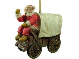 3.75" Santa Claus on a Country Western Covered Wagon Christmas Ornament 3.75" Santa Claus on a Country Western Covered Wagon Christmas Ornament