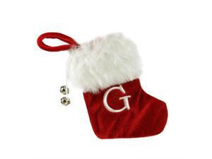 7" Red & White "G" Embroidered Mini Christmas Tree Stocking 7" Red & White "G" Embroidered Mini Christmas Tree Stocking