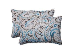 Set of 2 Turquoise & Gray Paisley Swirl Outdoor Patio Rectangular Pillows 24.5" Set of 2 Turquoise & Gray Paisley Swirl Outdoor Patio Rectangular Pillows 24.5"
