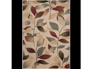 3' x 8' Summer Leaves Tan, Steel Blue and Ruby Red Shed-Free Area Throw Rug 3' x 8' Summer Leaves Tan, Steel Blue and Ruby Red Shed-Free Area Throw Rug