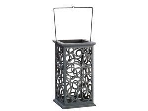13" Gray Brushed Cut-Out Circle Design Pillar Candle Holder 13" Gray Brushed Cut-Out Circle Design Pillar Candle Holder