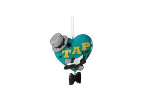3.5" Teal Tap Dance Heart Shaped Christmas Ornament 3.5" Teal Tap Dance Heart Shaped Christmas Ornament