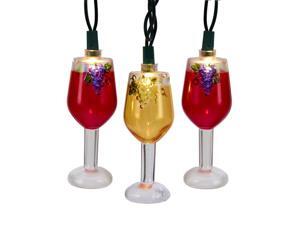 Pack of 10 Tuscan Winery Wine Glass Light Set- Red and Golden Pack of 10 Tuscan Winery Wine Glass Light Set- Red and Golden