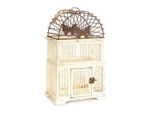 Set of 2 Cream and Rust Wood with Metal Decorative Butterfly Accent Bird Cages 16" Set of 2 Cream and Rust Wood with Metal Decorative Butterfly Accent Bird Cages 16"