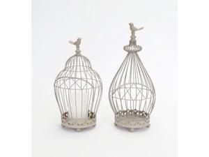 Set of 2 Birdcage Candle Holder Side Table Taupe Decorations 15.5" Set of 2 Birdcage Candle Holder Side Table Taupe Decorations 15.5"