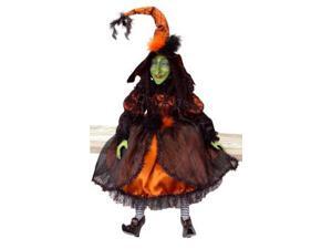 Whimsical Orange and Black Posable Halloween Witch Decorations 36" Whimsical Orange and Black Posable Halloween Witch Decorations 36"