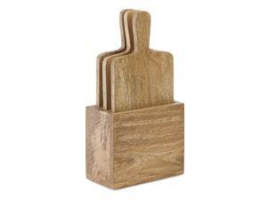 4-Piece Set Luka Carved Mango Wood Finished Cutting Boards with Gift Storage Box 4-Piece Set Luka Carved Mango Wood Finished Cutting Boards with Gift Storage Box