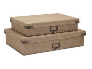 Set of 2 Kortana Industrial Style Burlap Lidded Document Storage Boxes 18.5" Set of 2 Kortana Industrial Style Burlap Lidded Document Storage Boxes 18.5"