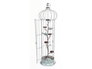 36" New Romance Distressed Blue Tea Light Candle Holder Bird Cage with Bird Accents 36" New Romance Distressed Blue Tea Light Candle Holder Bird Cage with Bird Accents