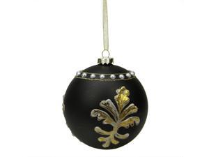 4.5" Black and Gold Victorian Style Glass Ball Christmas Ornament 4.5" Black and Gold Victorian Style Glass Ball Christmas Ornament