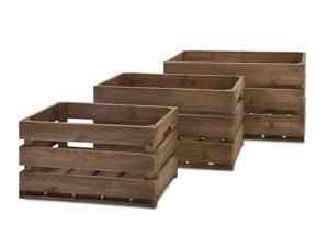 Set of 3 Aaralyn Casual Slat Fir Wood Walnut Finish Storage Crates 21.5" Set of 3 Aaralyn Casual Slat Fir Wood Walnut Finish Storage Crates 21.5"