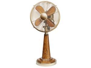 24" Stylish Vintage Gold Base and Neck with Brown Wood-Grain Body Oscillating Table Top Fan 24" Stylish Vintage Gold Base and Neck with Brown Wood-Grain Body Oscillating Table Top Fan
