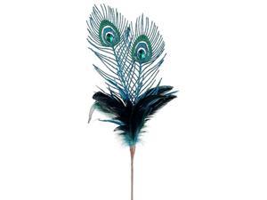 25" Regal Peacock Feather, Glitter and Faux Jewel Christmas Floral Spray 25" Regal Peacock Feather, Glitter and Faux Jewel Christmas Floral Spray